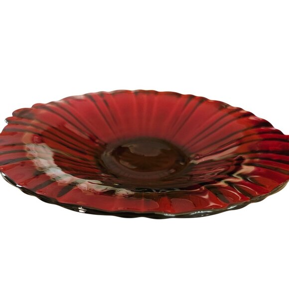 Anchor Hocking Old Cafe Royal Ruby Serving Plate 8.75" Depression glass ribbed s - Picture 4 of 8